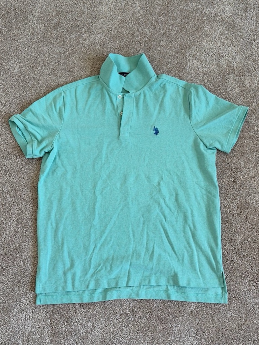 U.S. Polo Assn. Men's Mint Green Short-Sleeve Polo with Navy Logo